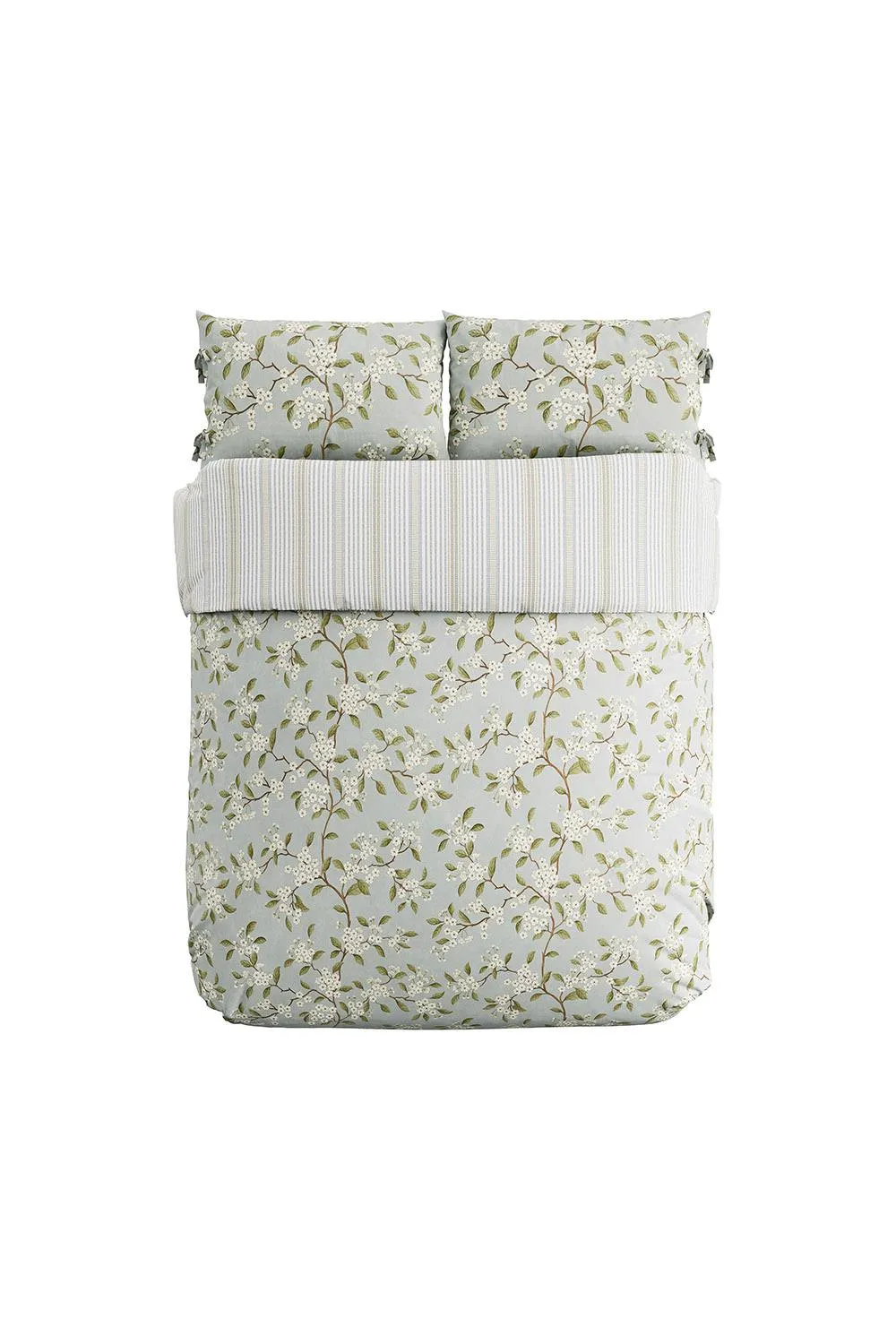 Sanderson 'Damson Blossom' Cotton Duvet Cover Set in Light Blue 6