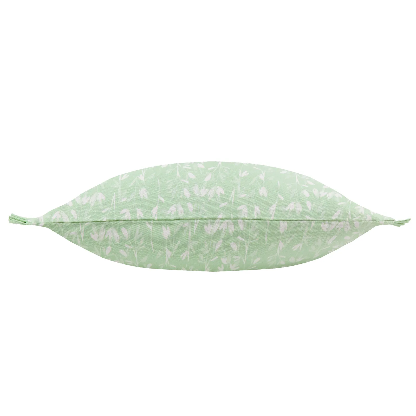Wylder Belle 100% Cotton Botanical Pleat Fringe Cushion in Light Green 4