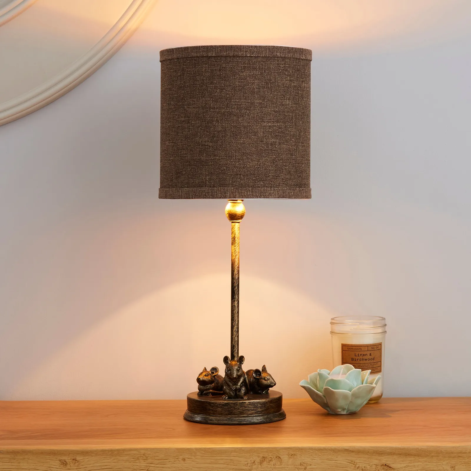 Feltham Resin Mouse Bronze Table Lamp Bronze