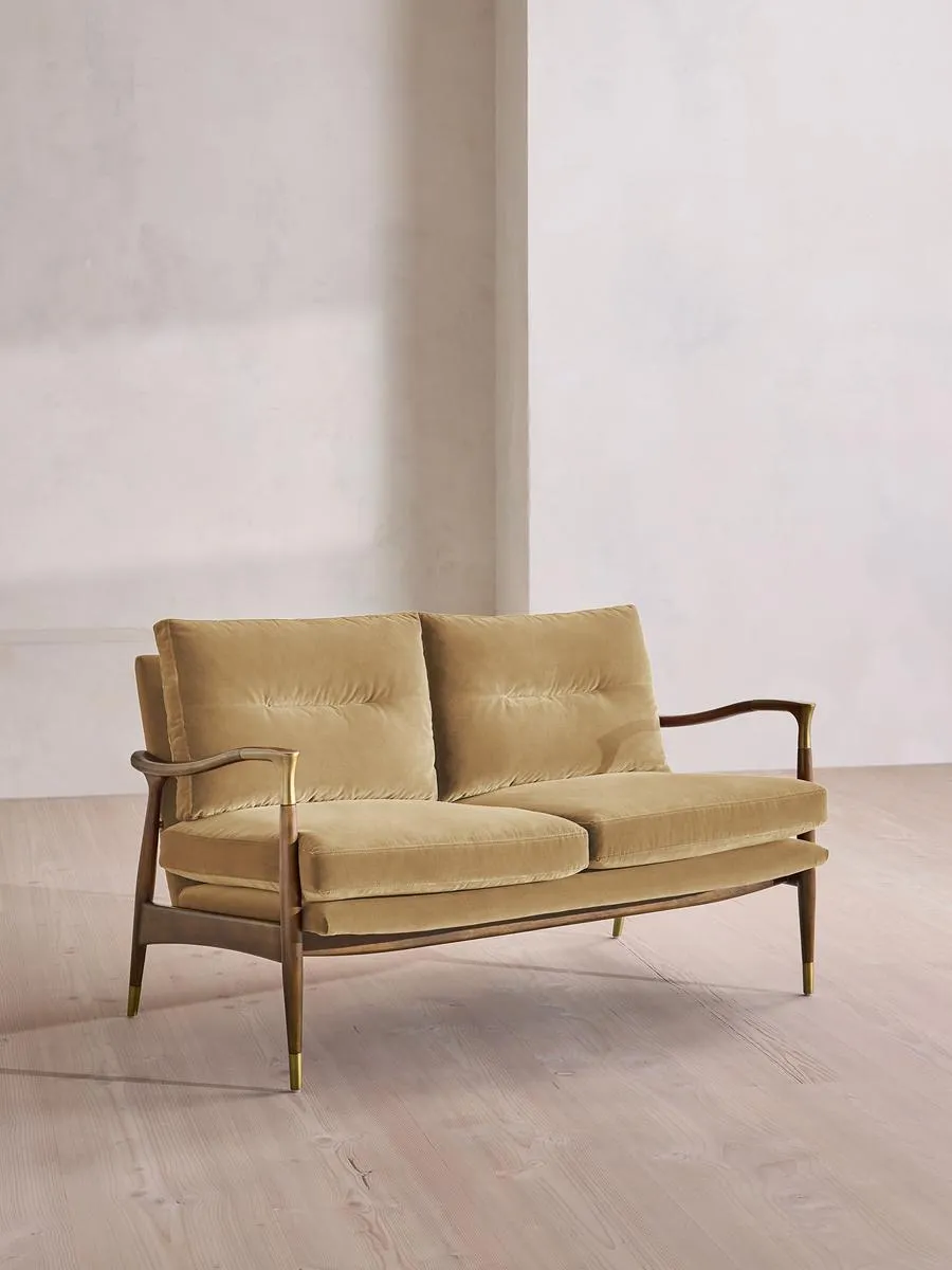 Theodore Two Seater Sofa, Velvet, Camel