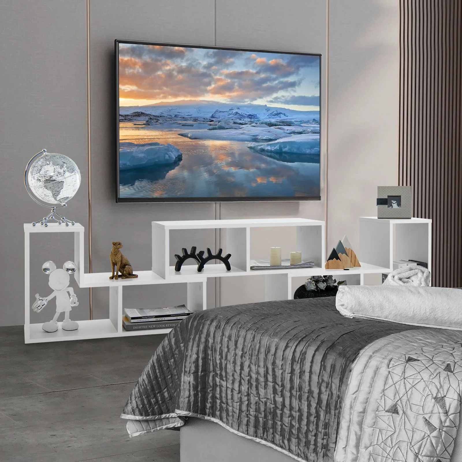 Costway TV Stand for TVs up to 65 Inches Free Combination Adjustable TV Cabinet Center in White 4