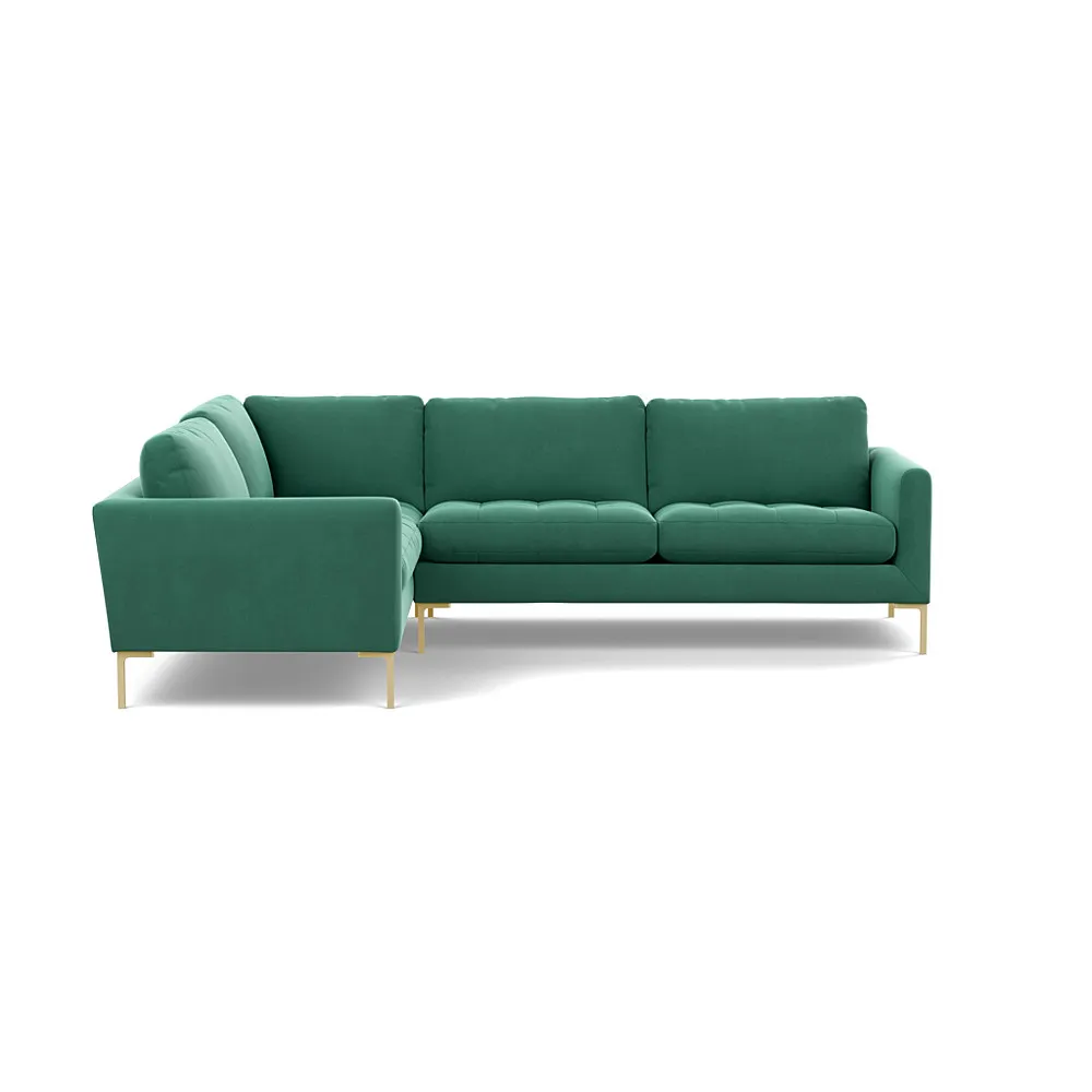 Heal's Eton LHF Corner Sofa Smart Velvet Sea foam Brass