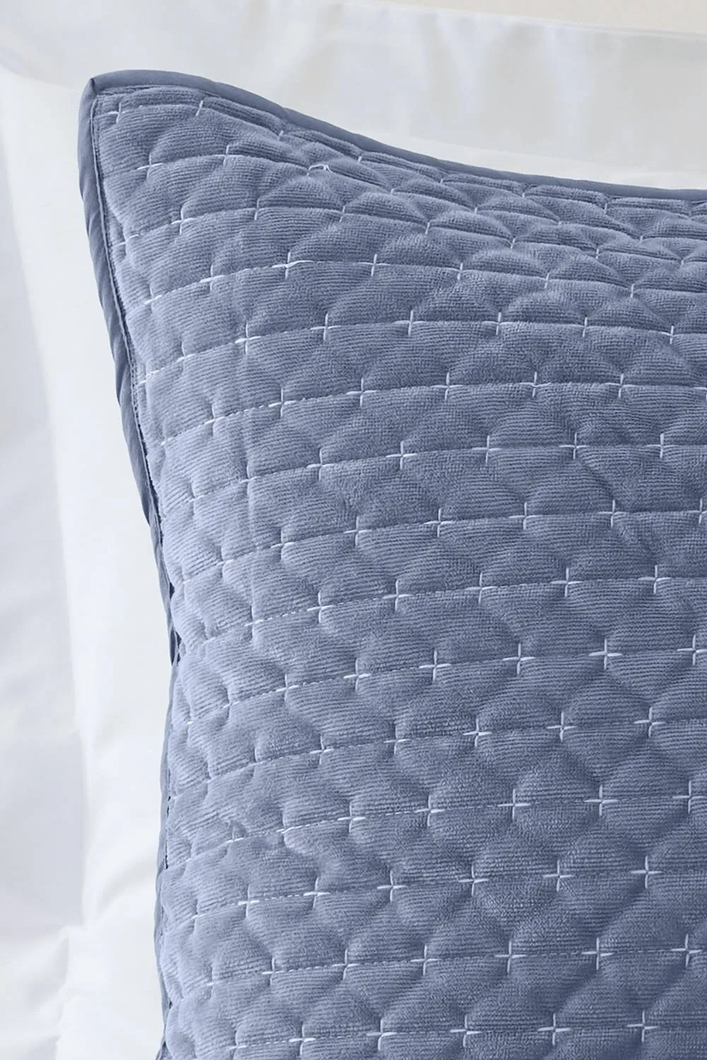 Bianca 'Attica Velvet' Embroidered Pillow sham Pair in Blue 2