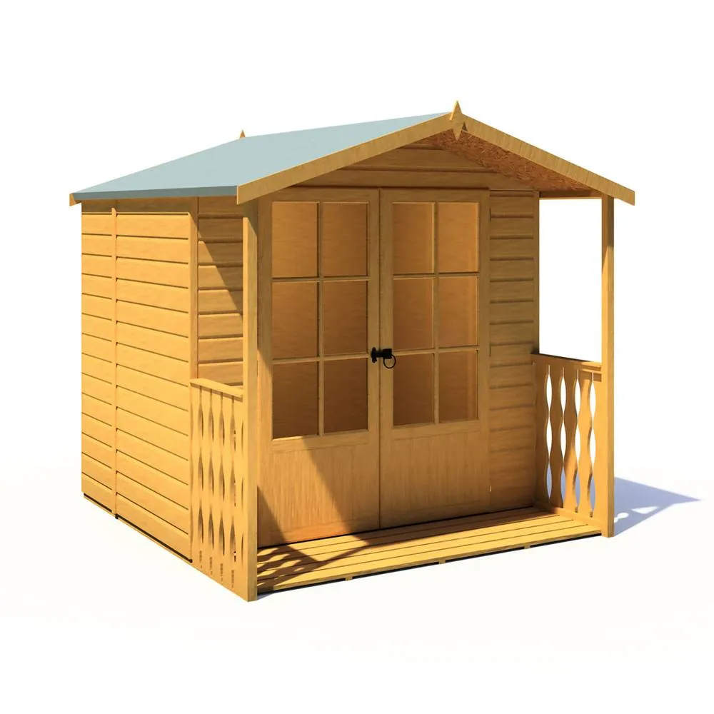 Shires Alnwick Shiplap Summerhouse Garden Sun Room Approx 7 x 7 Feet in Brown 2