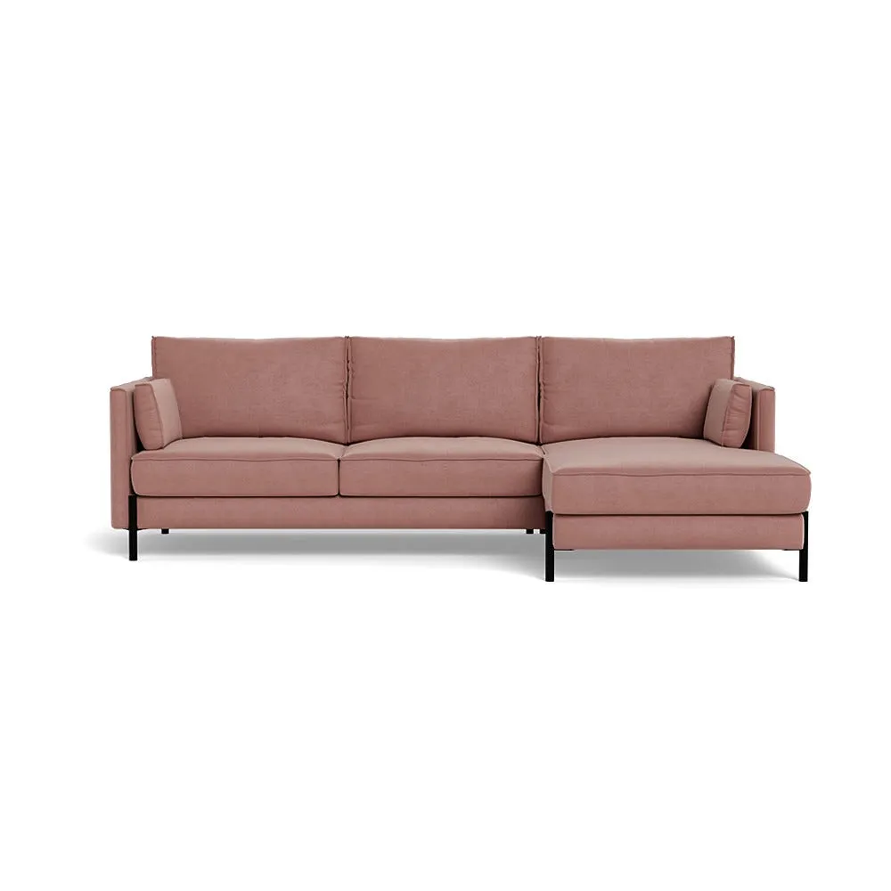 Heal's Tortona Right Hand Facing Corner Sofa Smart Luxe Velvet Dusky Pink Black Feet 1