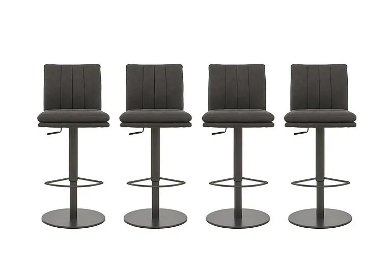 Moon Set of 4 Fabric Rise and Swivel Bar Stools