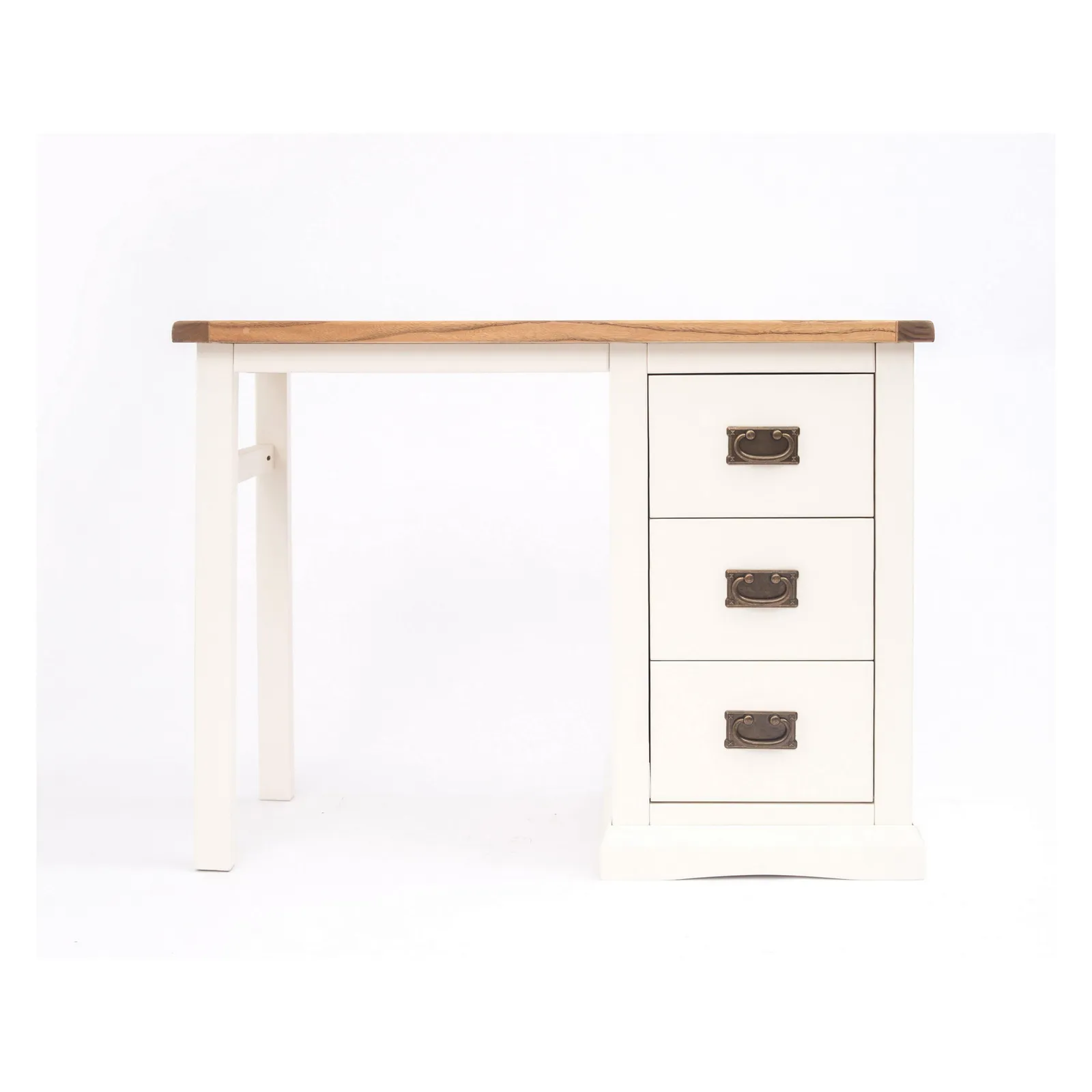 Cabinet Bits Cosenza 3 Drawer Desk - Dressing Table Brass Drop Handle in Off-White
