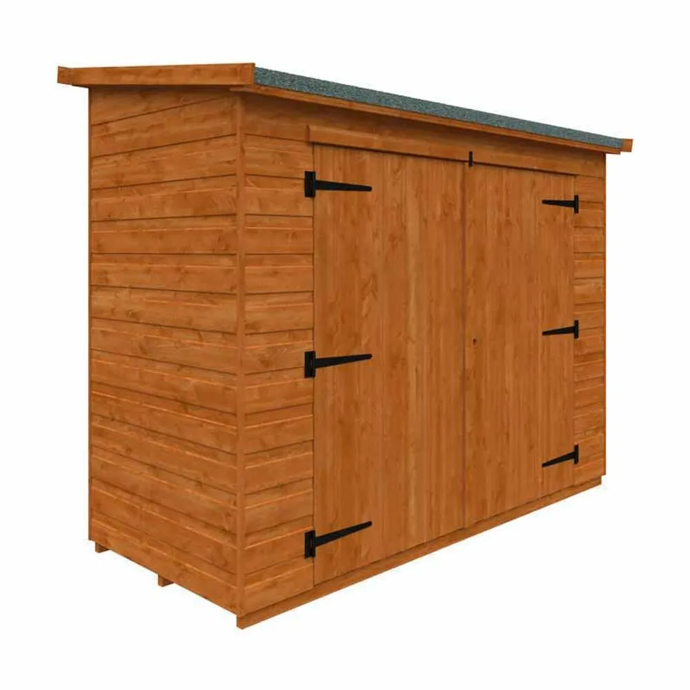 Buttercup Farm 7 x 3 Feet Pent Compact 12mm Shed - Solid Wood/Softwood/Pine in Burnt Orange