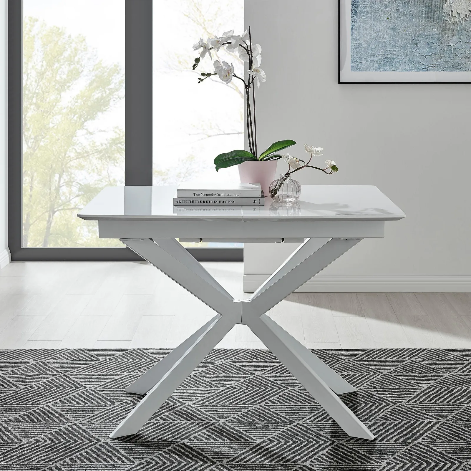 FurnitureboxUK Lira 100cm Rectangular Extending High Gloss 4-6 Seat Dining Table in White 2