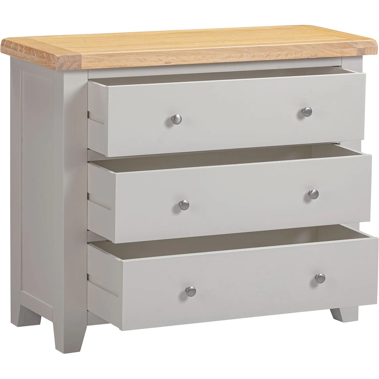 Seconique Windsor 3 Drawer Chest (Fully Assembled) in Light Grey 3