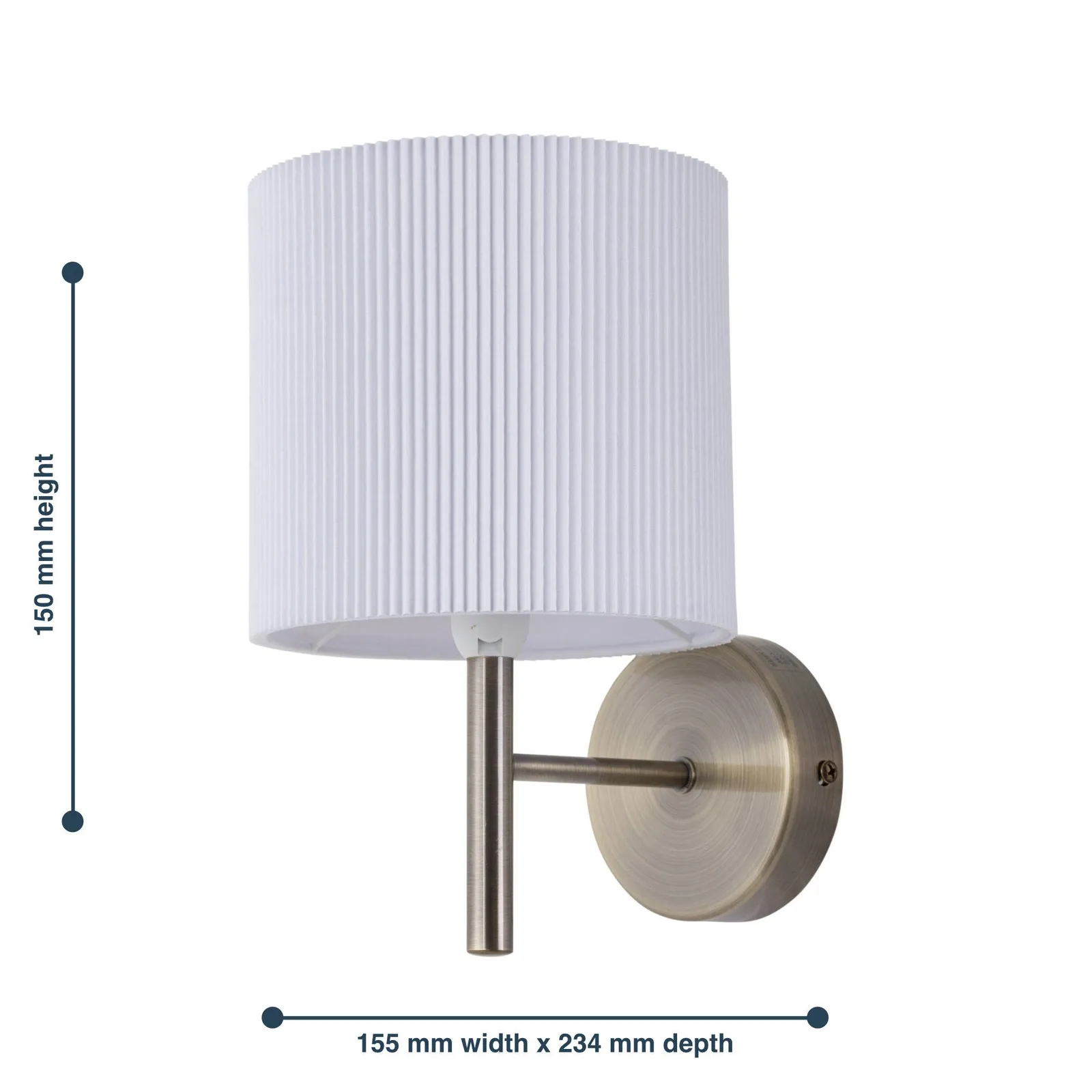 First Choice Lighting Brea - Antique Brass Wall Light with White Pleated Shade in Bronze 5