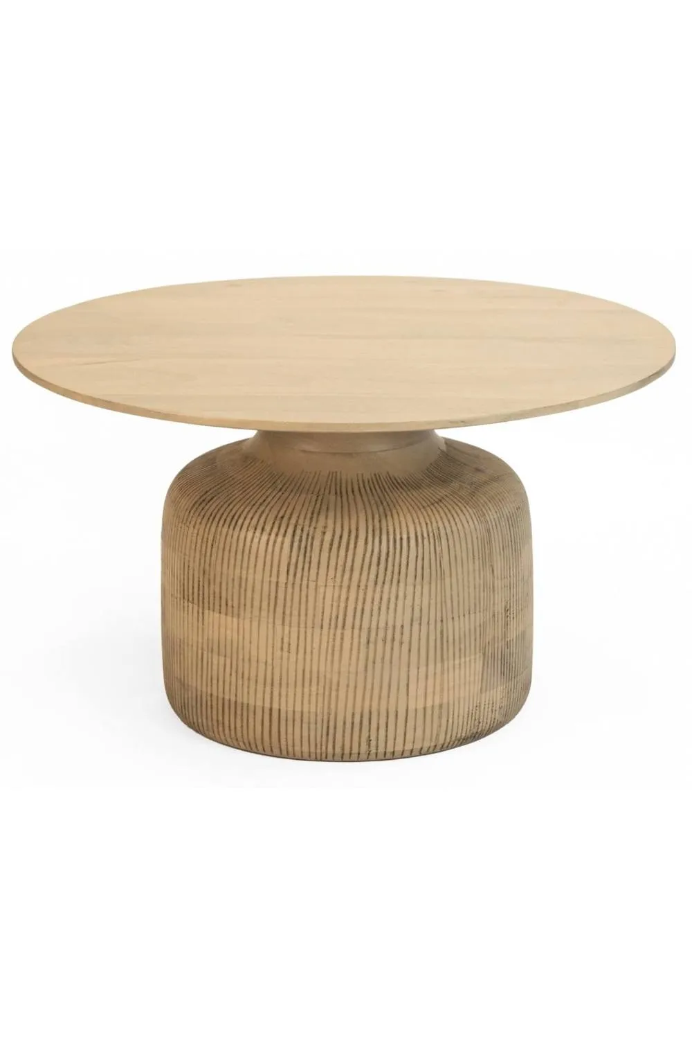 IH Design Tickhill Nordic Mango Wood Round Coffee Table in Light Sand 2