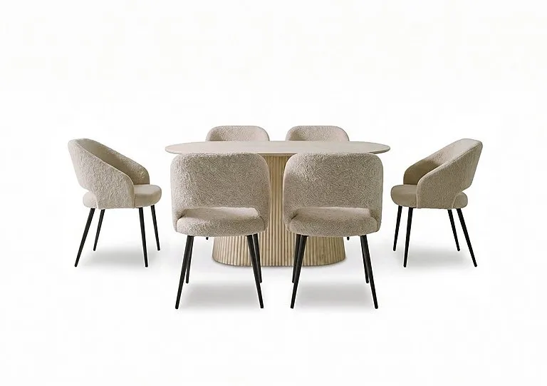 Romeo Rectangular Dining Table and 6 Fabric Chairs - 180-cm - In Time for Christmas