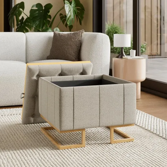 Holland Basketweave Square Tray Table Ottoman 3