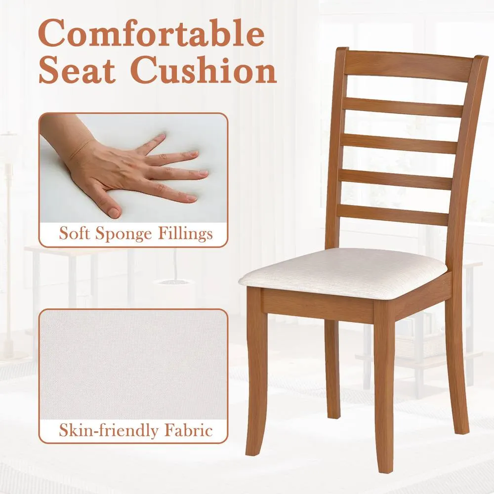 Costway 2PCS Wooden Dining Chair Modern Upholstered High back Kitchen Chair in Beige 3