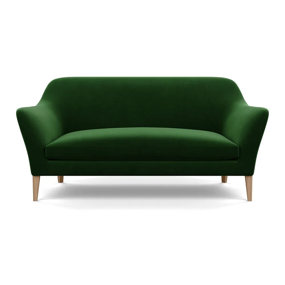 Heal's Wallis 3 Seater Sofa Smart Velvet Forest Stained Oak Feet