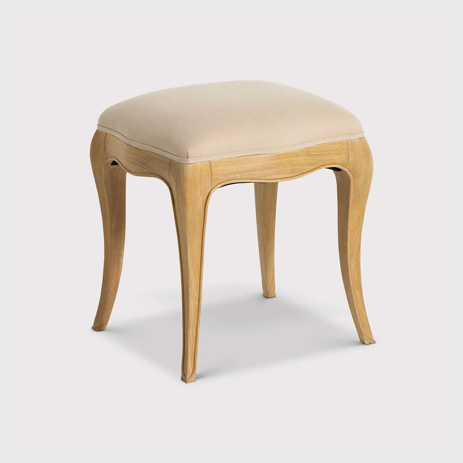 Cecile Upholstered Stool, Neutral Wood | Barker & Stonehouse