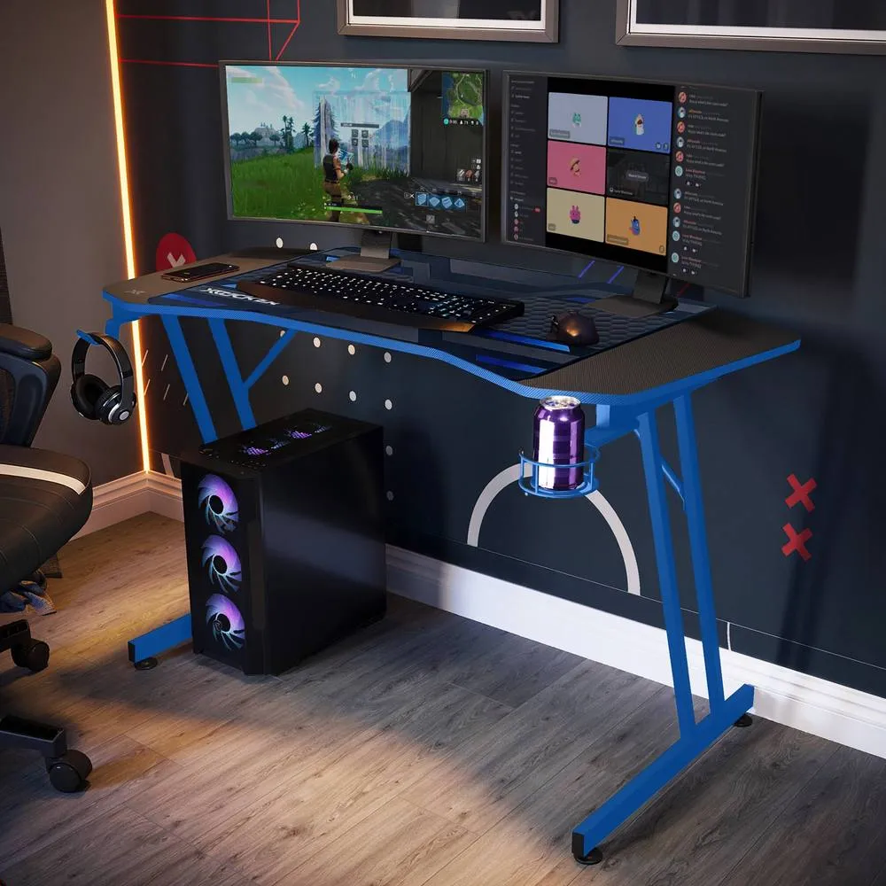 X Rocker Panther Evo 120cm Gaming Desk with Mousepad - Blue