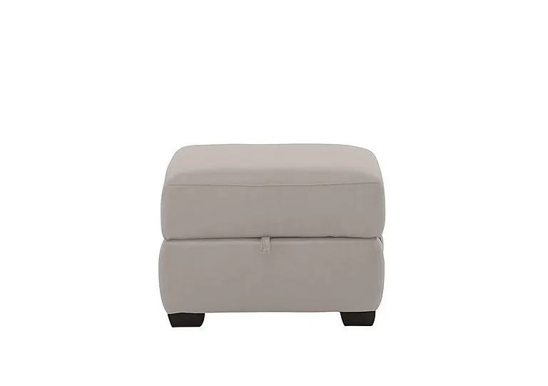 Hollywood Leather Storage Footstool - Silver Grey