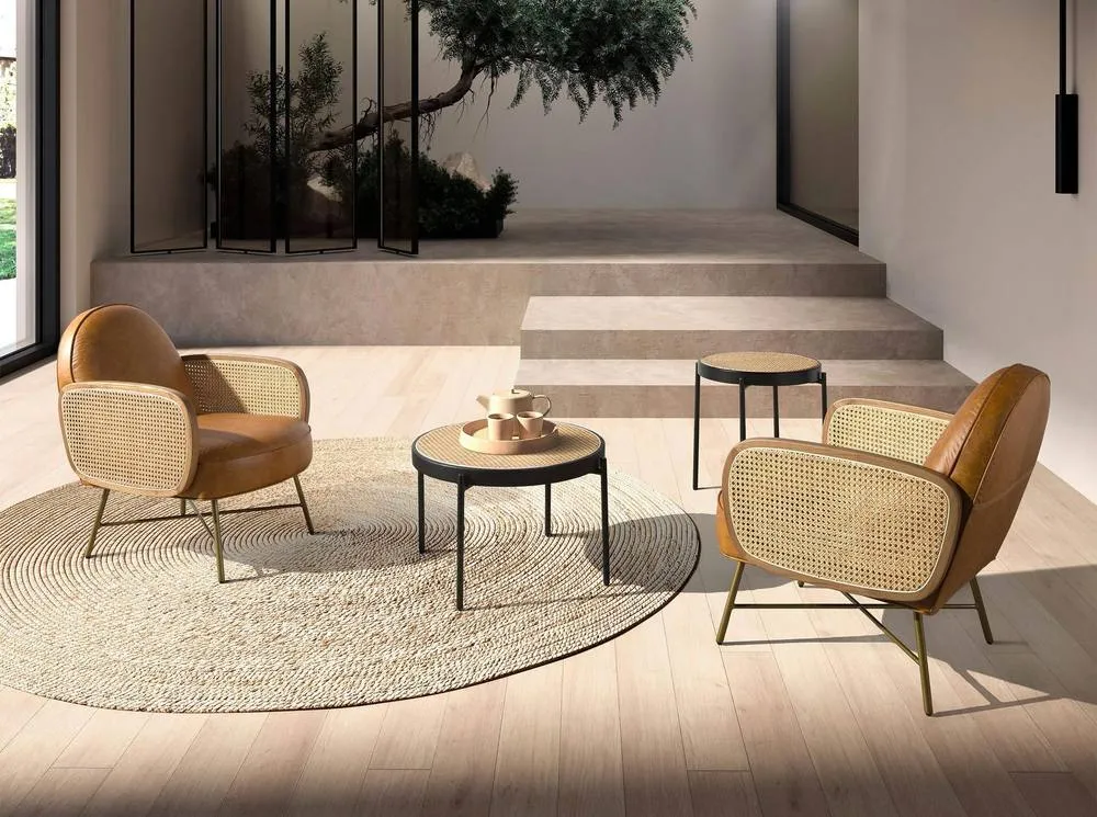 Angel Cerda Round Rattan Coffee Table Black MDF Base & Black 4