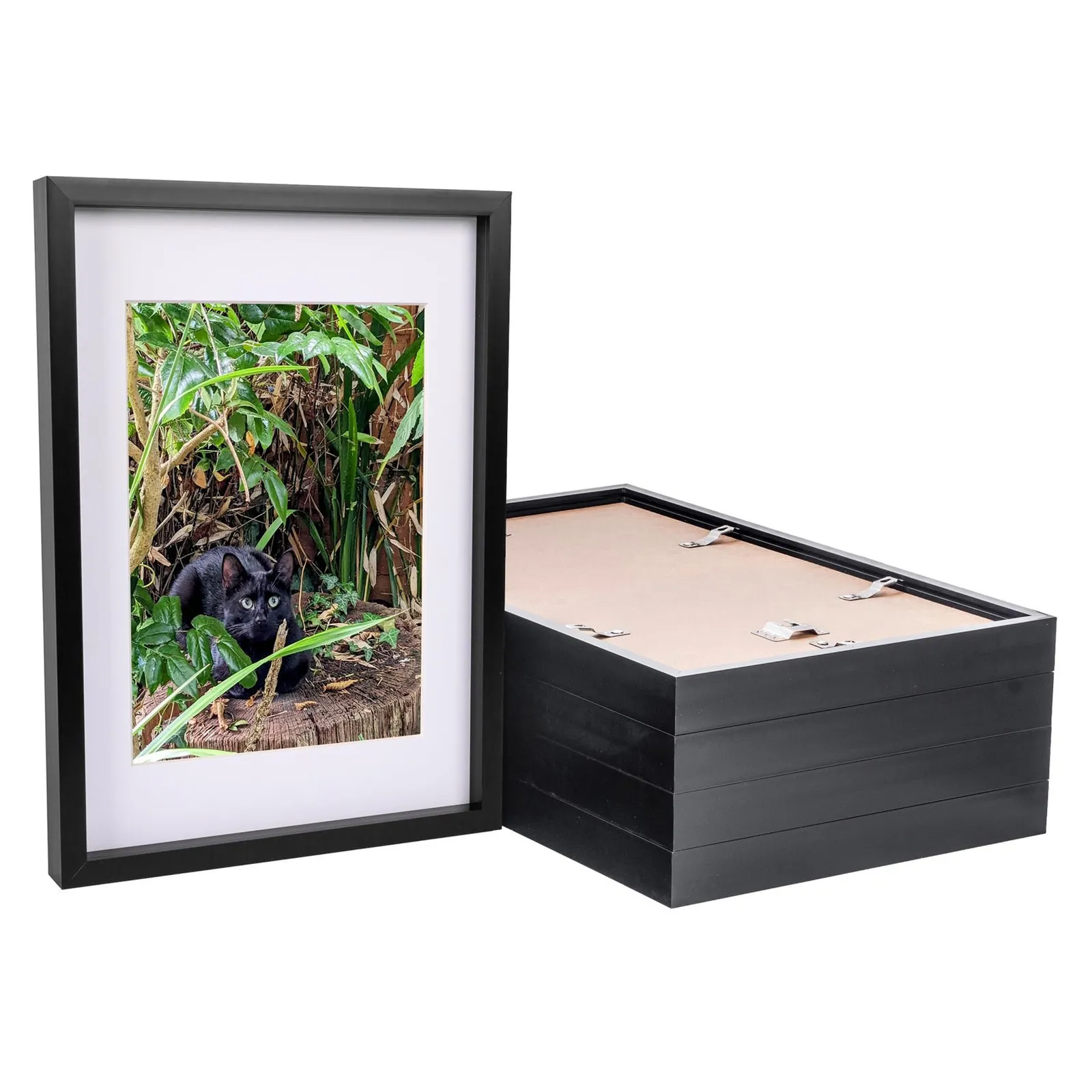 Nicola Spring 3D Box Photo Frames with A4 Mounts - A3 (12" x 17") - White Mount - Pack of 5 in Black