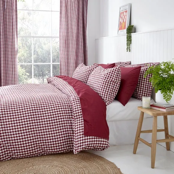 Portloe Woven Gingham 100% Cotton Duvet Cover & Pillowcase Set 3