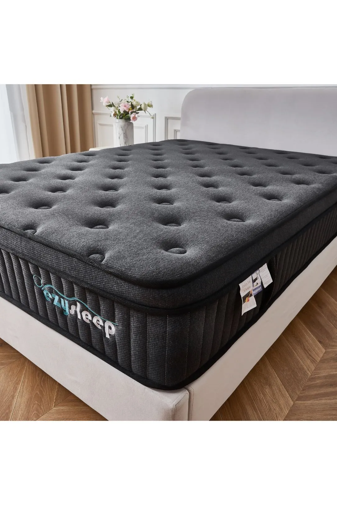 Ezysleep 30cm Onyx Spring Foam Hybrid Mattress - 5 Year Guarantee in Black