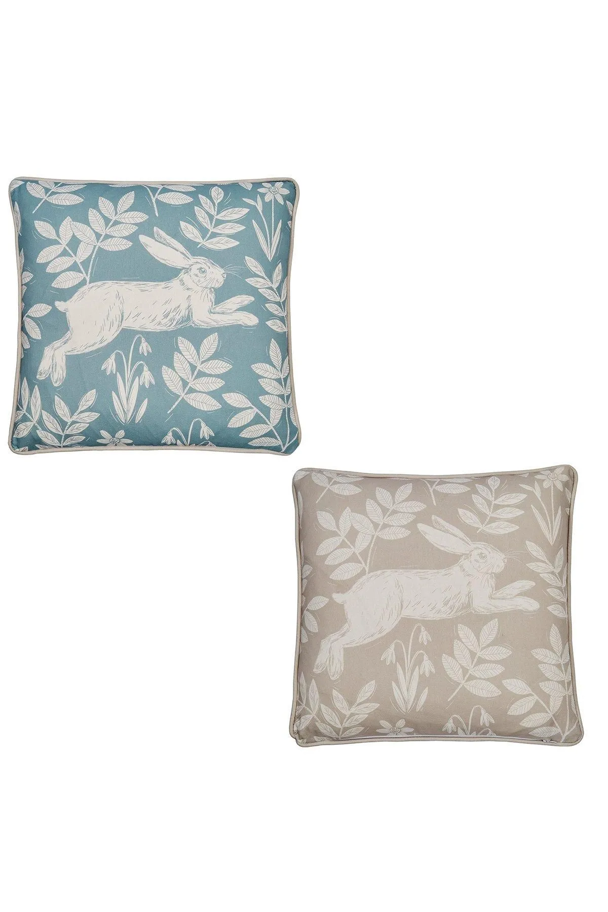 Dreams & Drapes 'Spring Rabbit' Outdoor Water & UV Resistant Garden Filled Bench Cushion in Duck Egg Blue 4