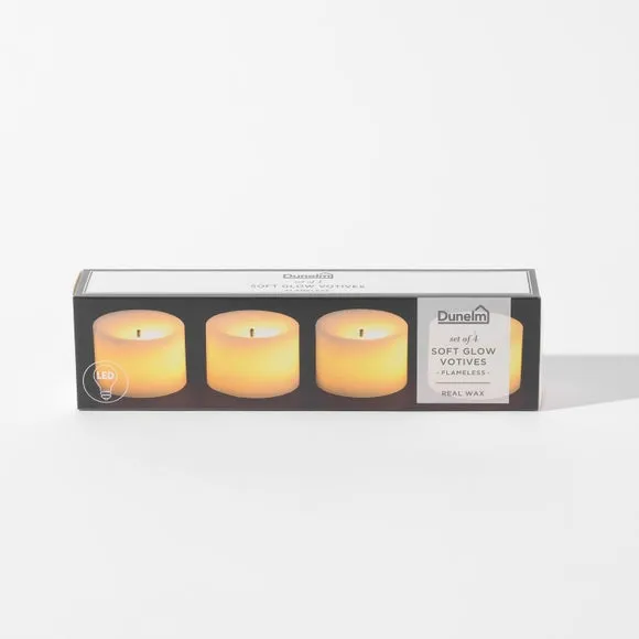 Set of 4 Mini LED Wax Votive Candles 3