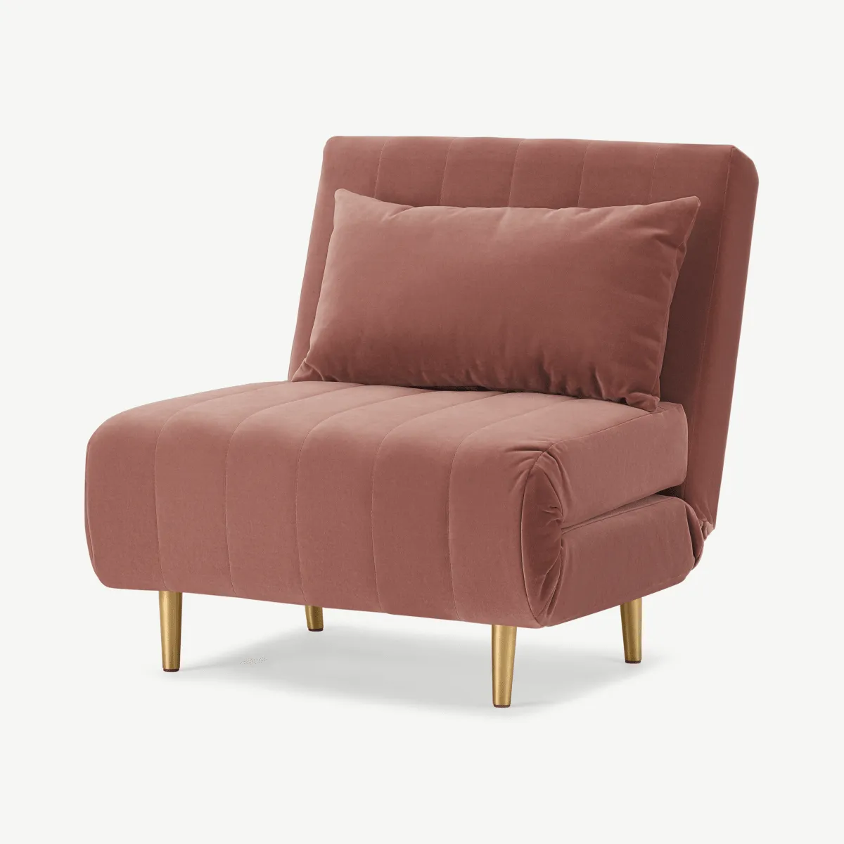 Bessie Single Sofa Bed, Blush Pink Velvet