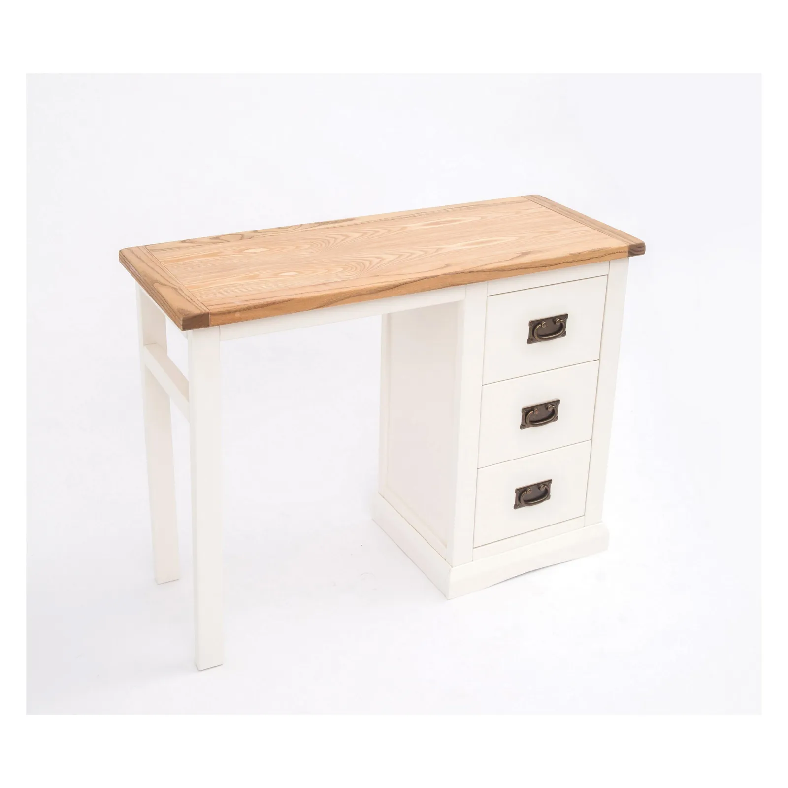 Cabinet Bits Cosenza 3 Drawer Desk - Dressing Table Brass Drop Handle in Off-White 3