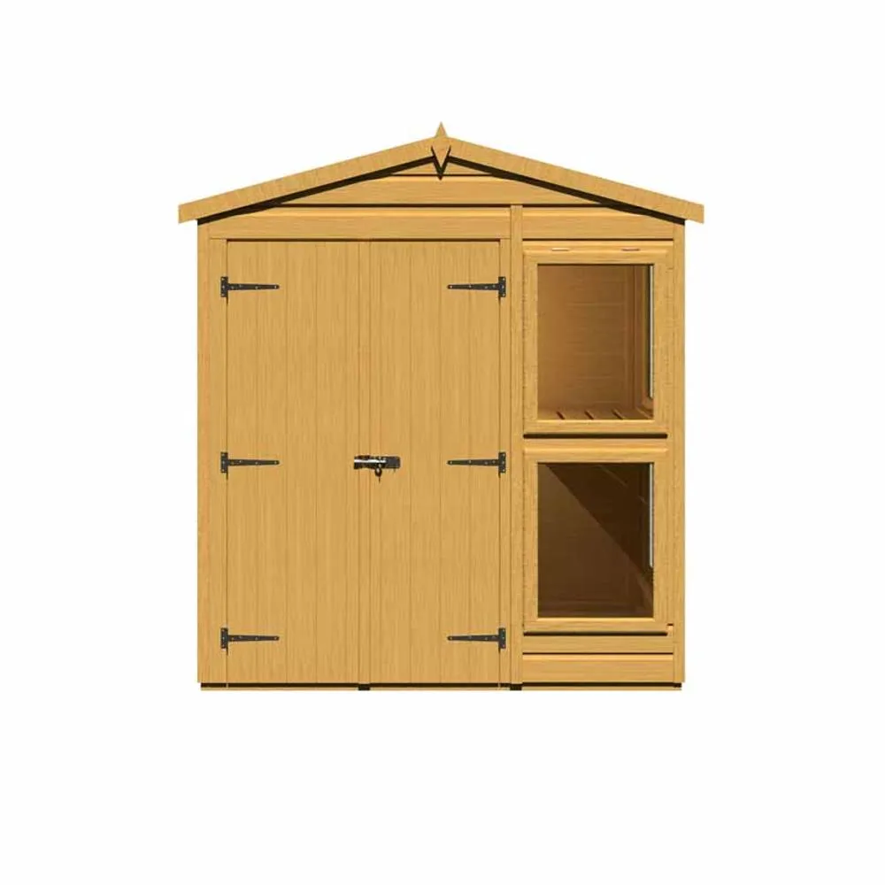 Shires Sun Hut 6 x 4 Feet Potting Shed - L119 x W185.8 x H214.6 cm in Brown