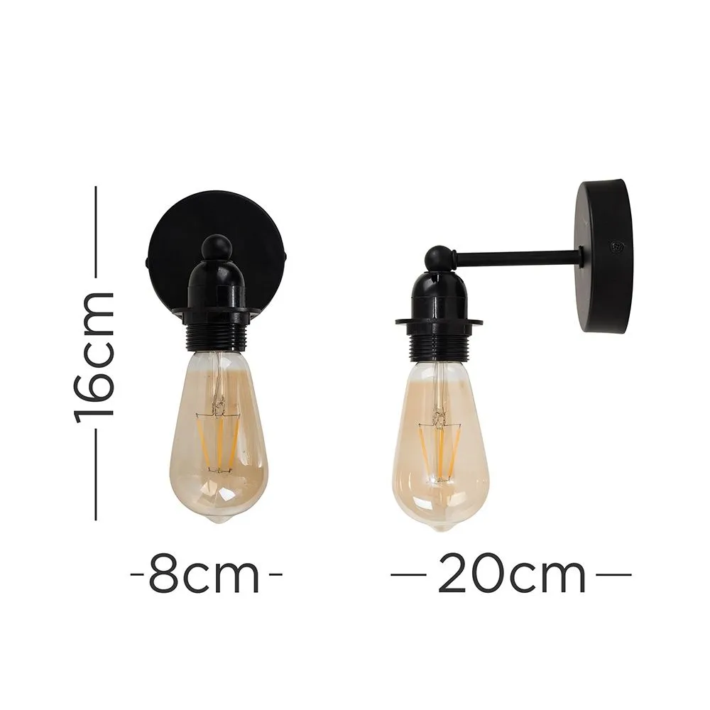 ValueLights Cambourne Black Indoor Wall Light Base Fitting 6