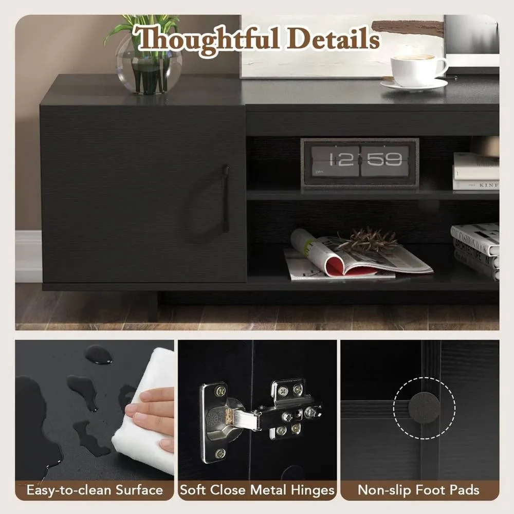 Costway 152 cm Entertain Center TV Stand for TVs up to 70 Inches in Black 5