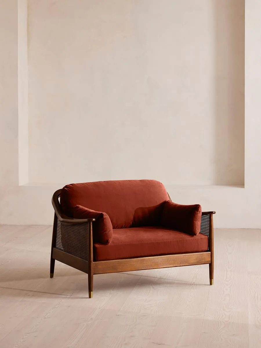 Atlanta Loveseat, Velvet, Rust
