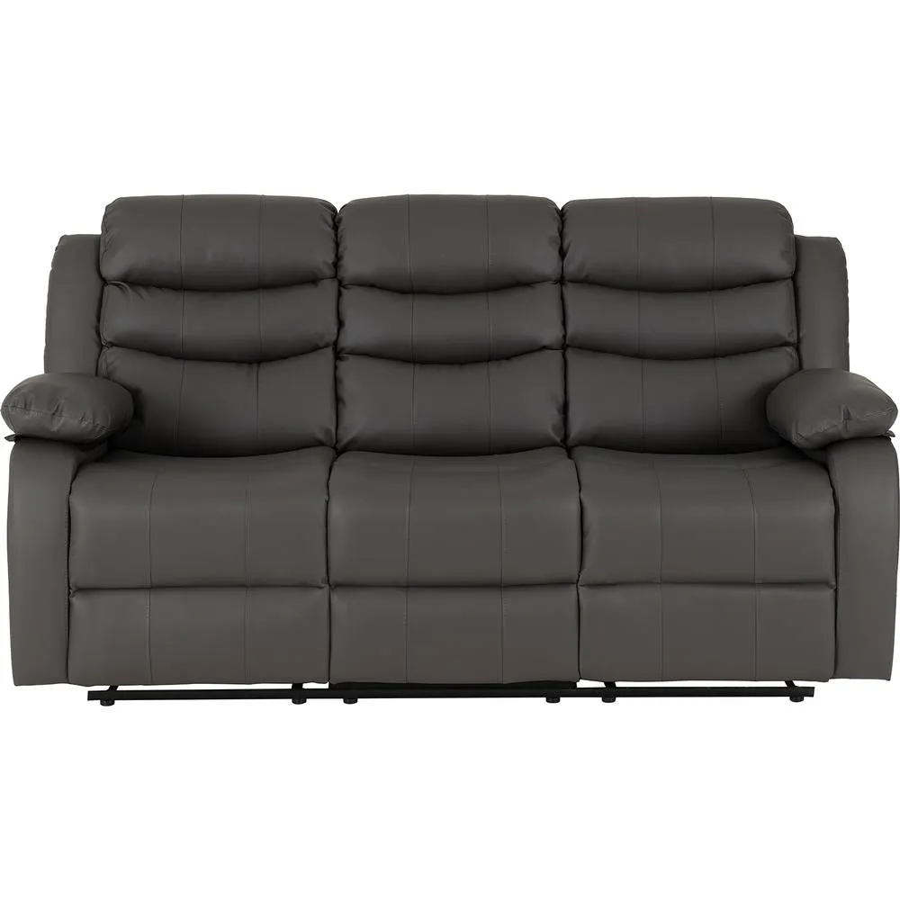 Seconique Roma 3 Seater Recliner Sofa - Grey Faux Leather 4