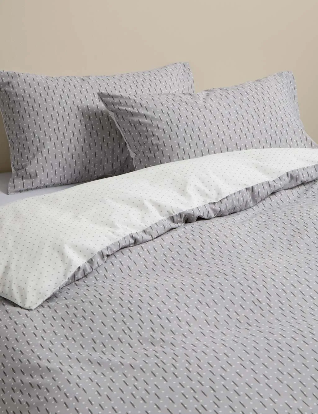 M&S Cotton Blend Geometric Bedding Set Grey Mix