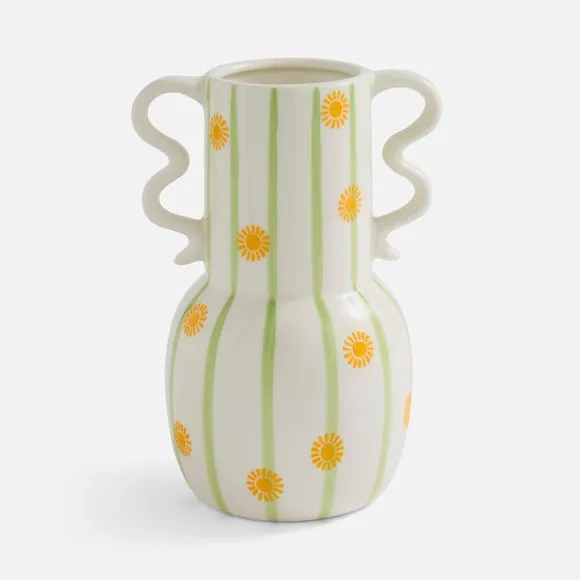 Sunshine Striped Ceramic Vase with Handles 3