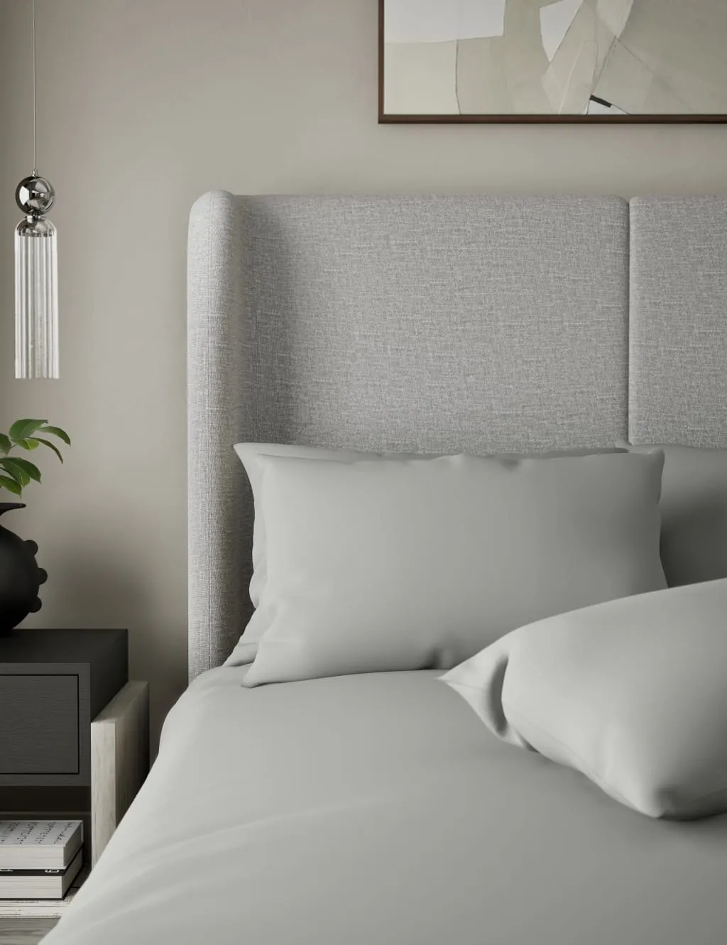 M&S X Kelly Hoppen 2 Pack 500 Thread Count Cotton Sateen Pillowcases Grey