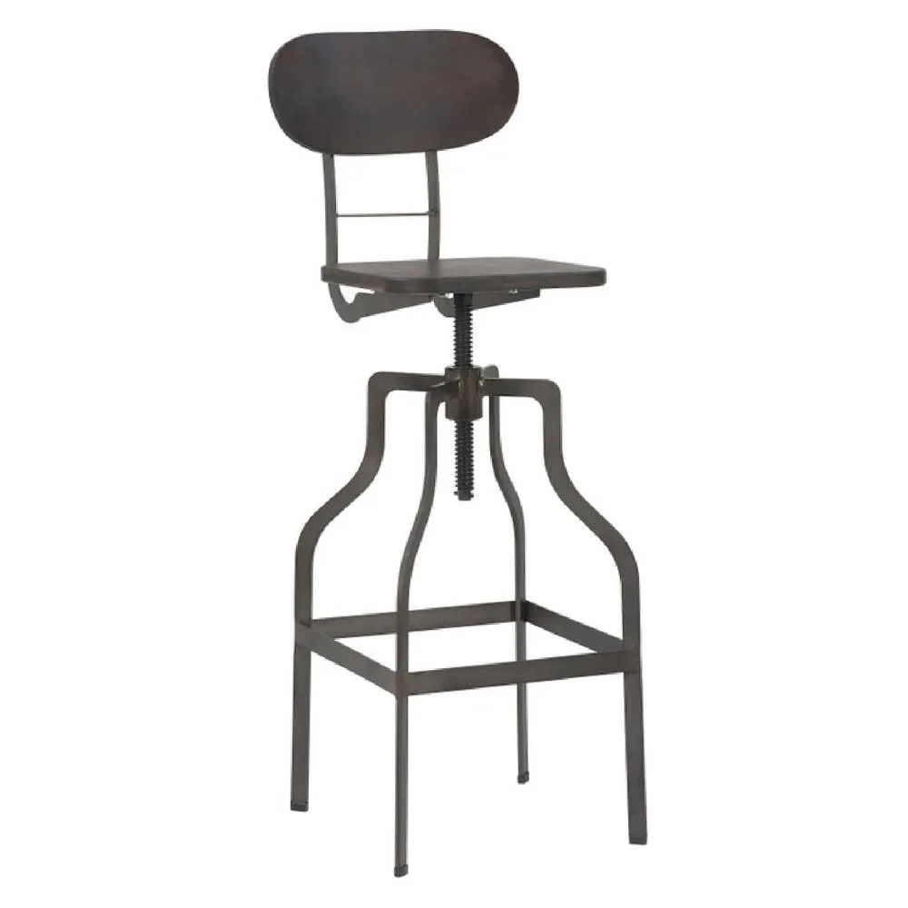 netfurniture Bolzing Retro Industrial Kitchen Bar Stool Espresso Wood Seat in Brown 2