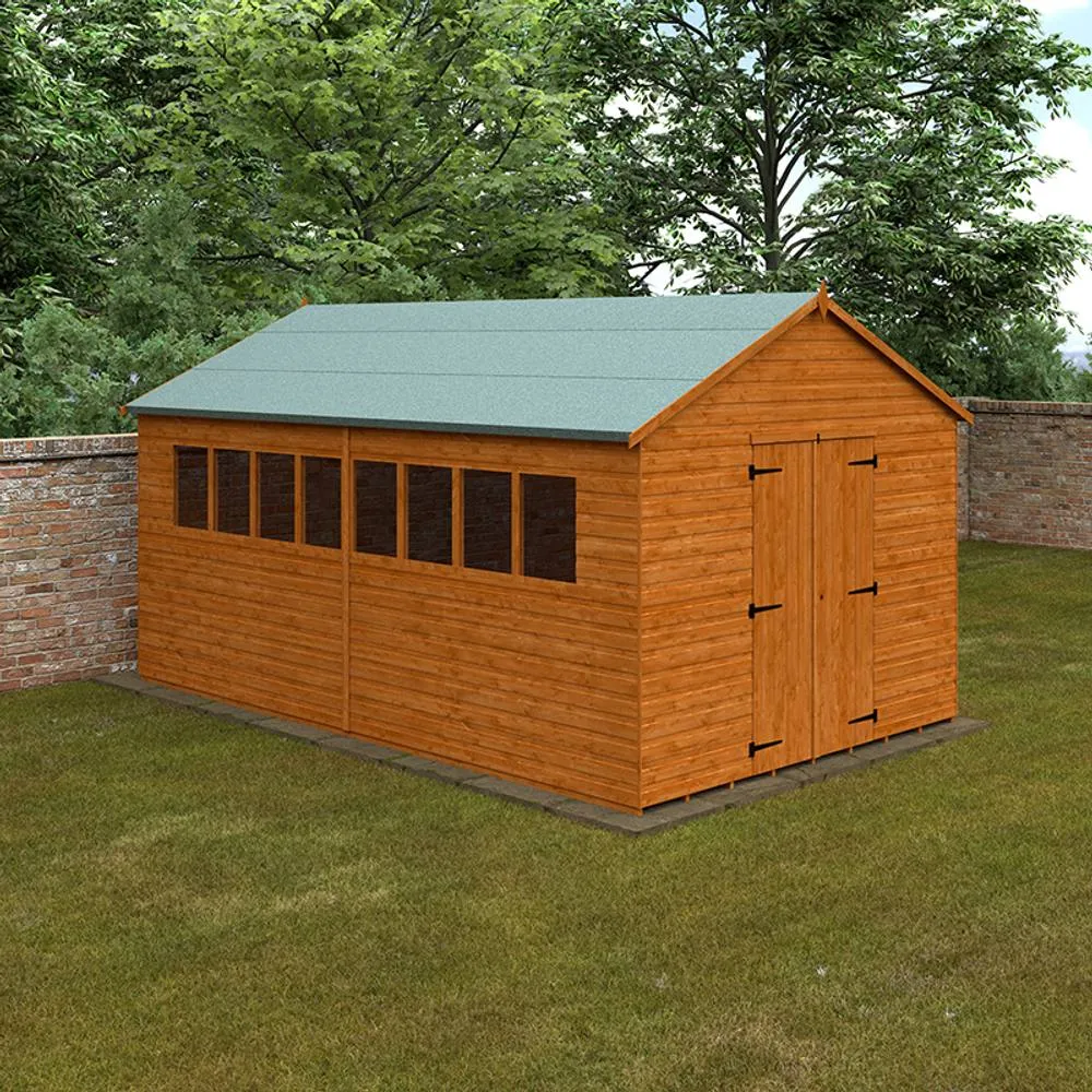 Buttercup Farm 16 x 10 Feet Xl Workshop 12mm Shed - L475 x W295 x H268.5 cm in Burnt Orange 2