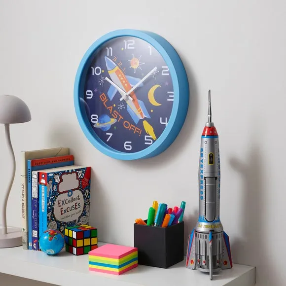 Space Blast Off Round Wall Clock