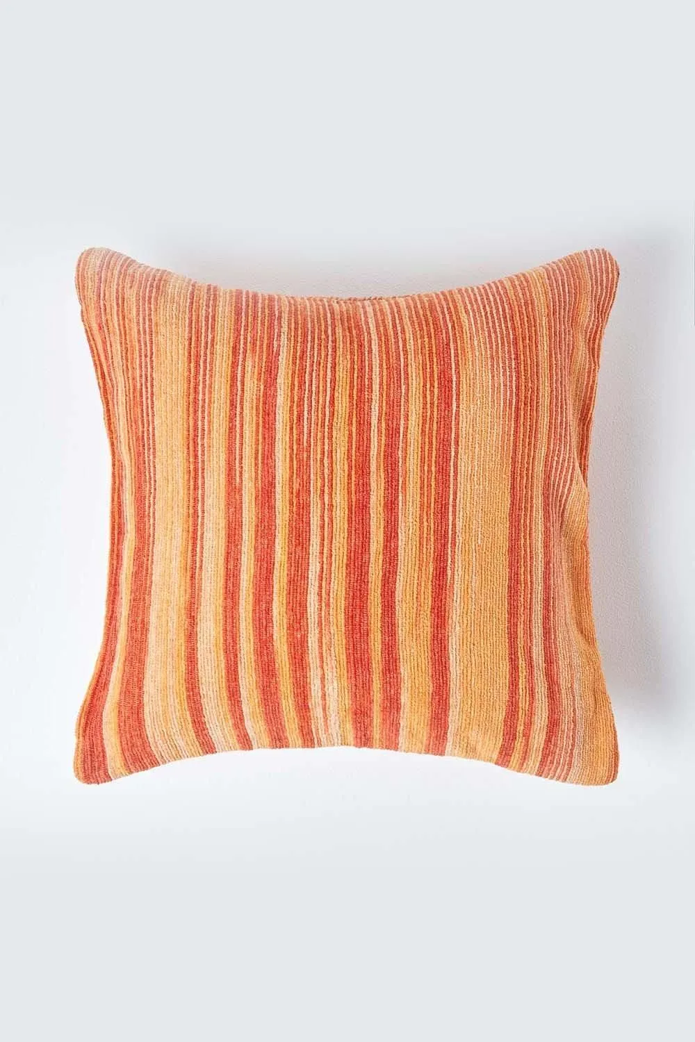 Homescapes Cotton Chenille Tie Dye Cushion Cover in Pale Orange 1