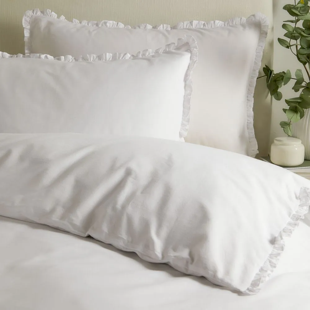 Wylder Nature Tilly 100% Cotton Ruffle Duvet Cover Set, Double, White, White 2