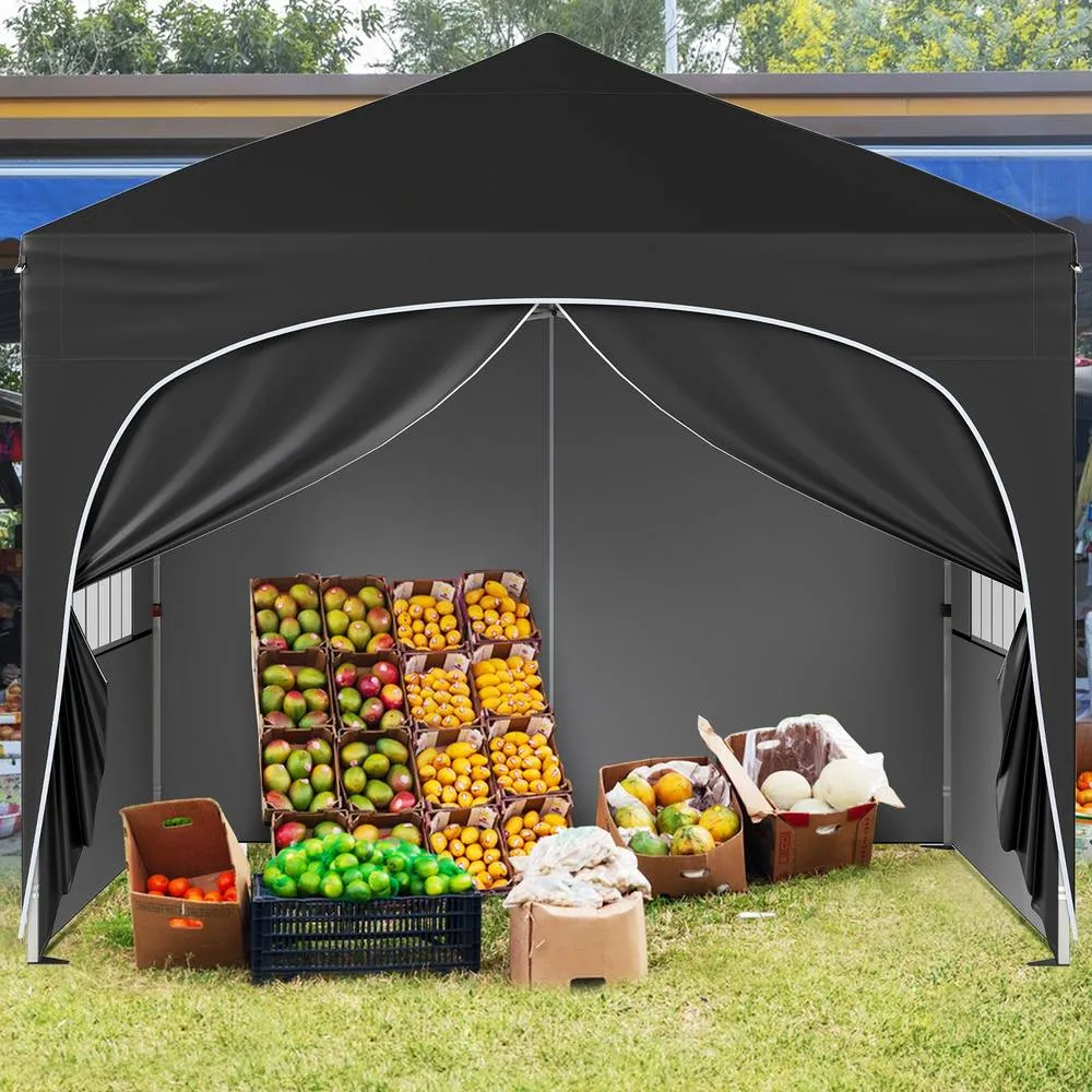 Costway 300x300cm Pop up Canopy Tent Portable Foldable Beach Sun Shelter in Black 3
