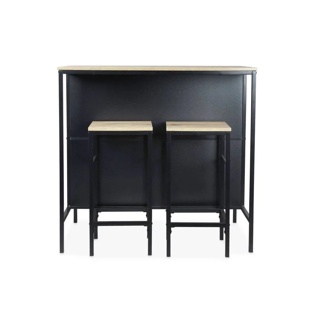 sweeek Wood & metal high table with 2 stools in Brown 6