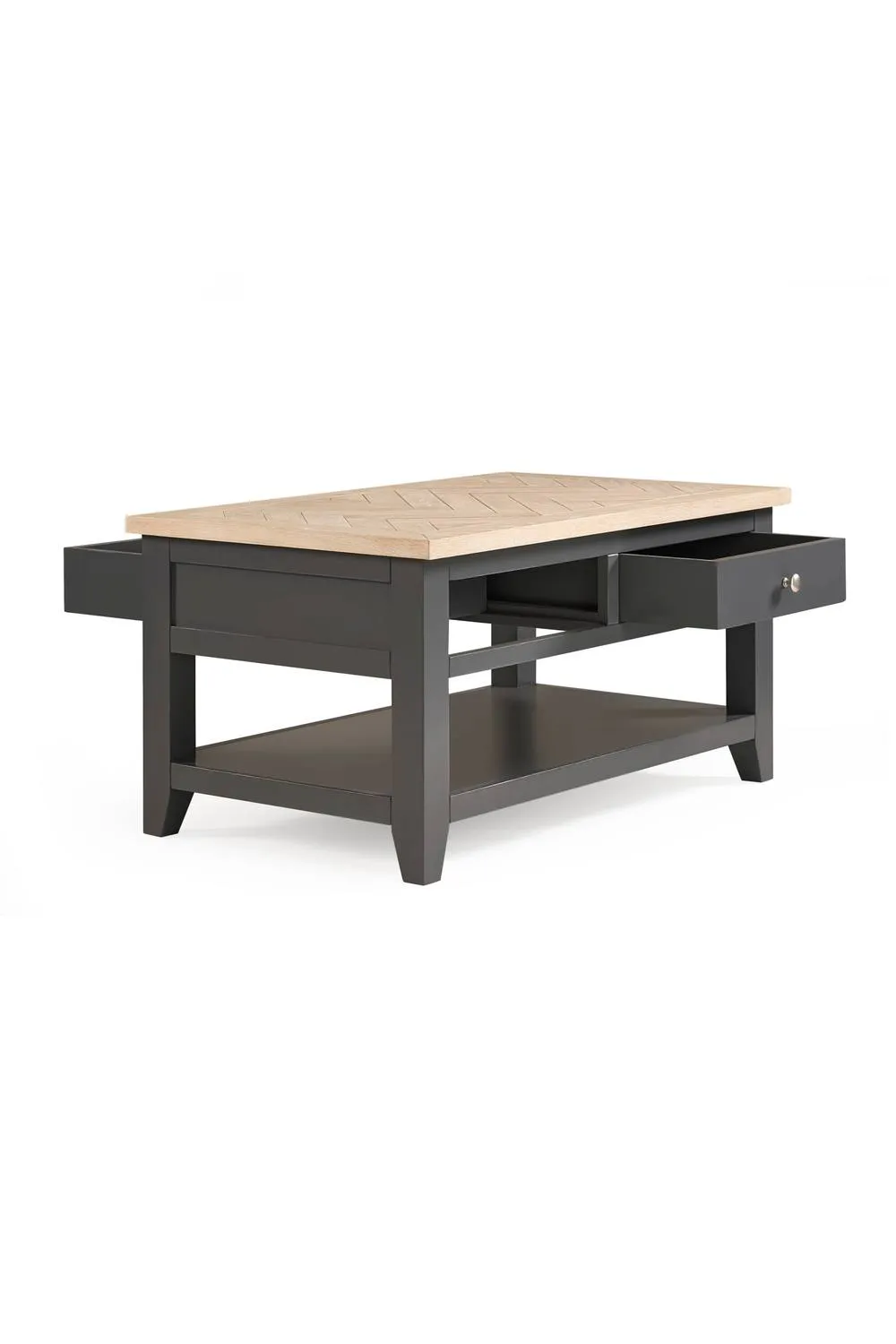 Julian Bowen Bordeaux Rectangular 2 Drawer Coffee Table with Shelf in Dark Grey 5