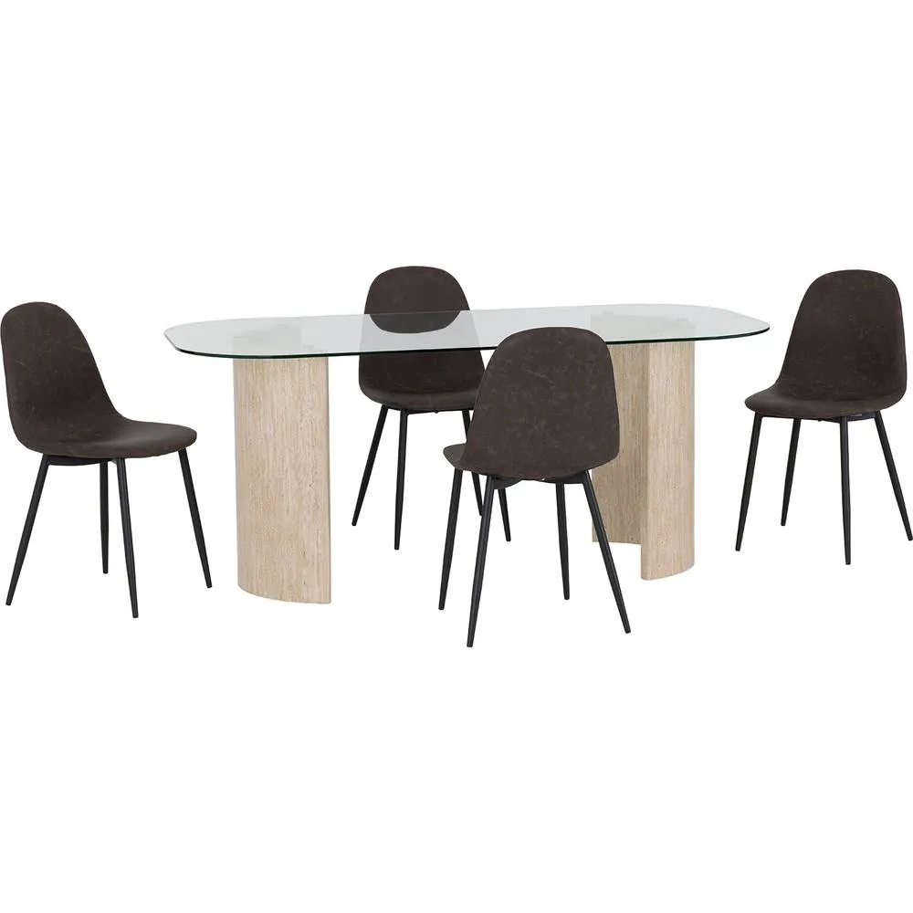Seconique Modena Dining Set with Athens Chairs in Brown 2