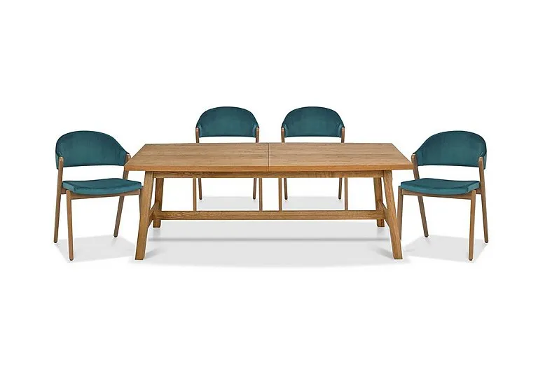 Stratford Large Extending Dining Table with 4 Fabric Chairs