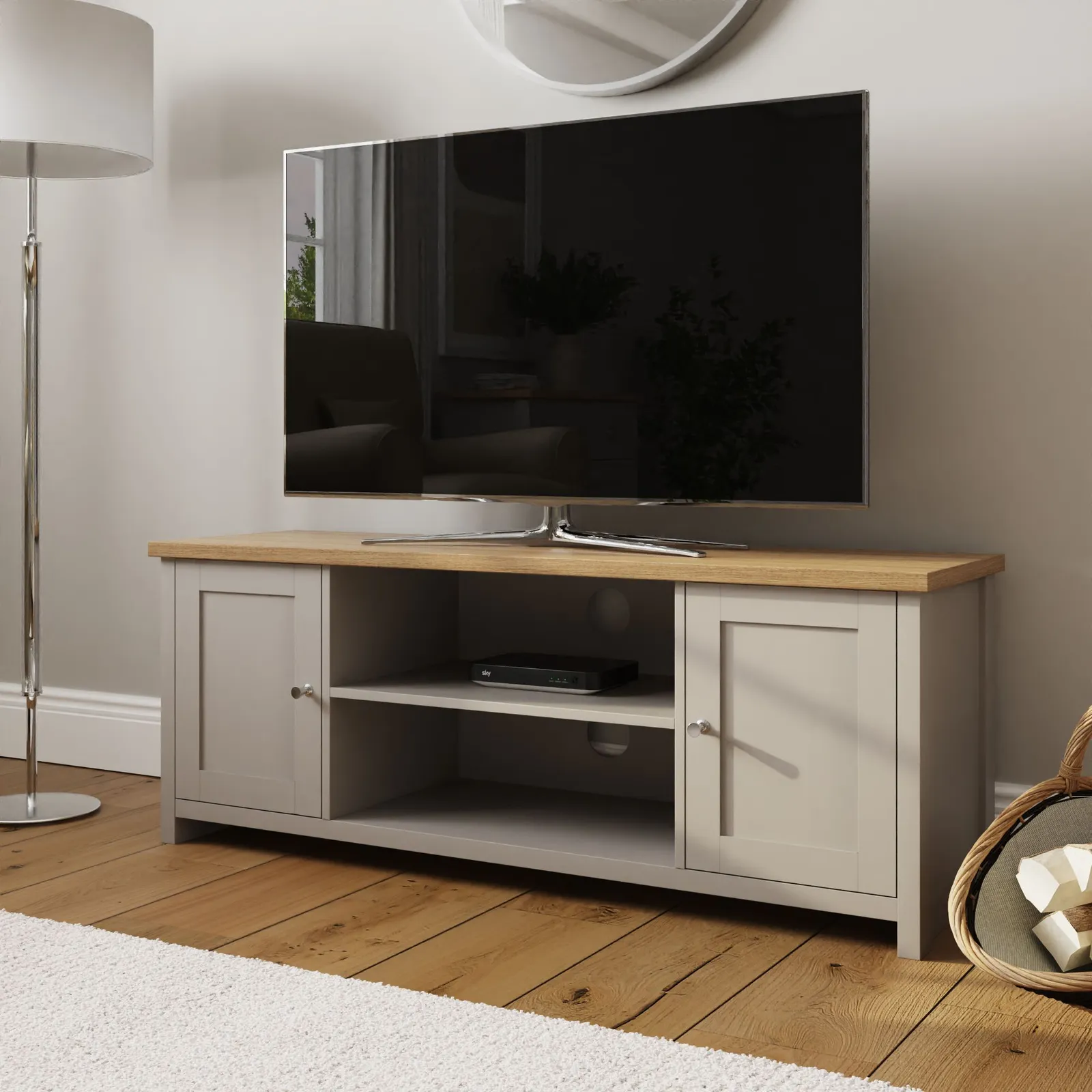 GFW Lancaster Large TV Cabinet in Grey 2